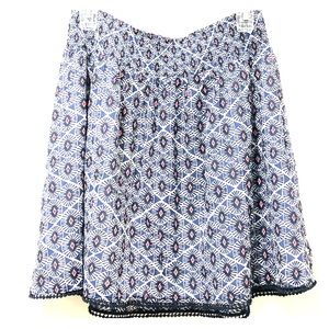 Old Navy Lined Geometric Navy Print Skirt